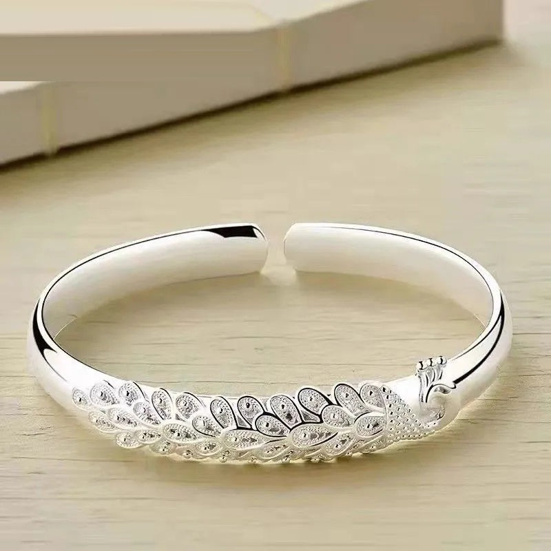 Sterling Silver Peacock Charm Bracelet-State of Style