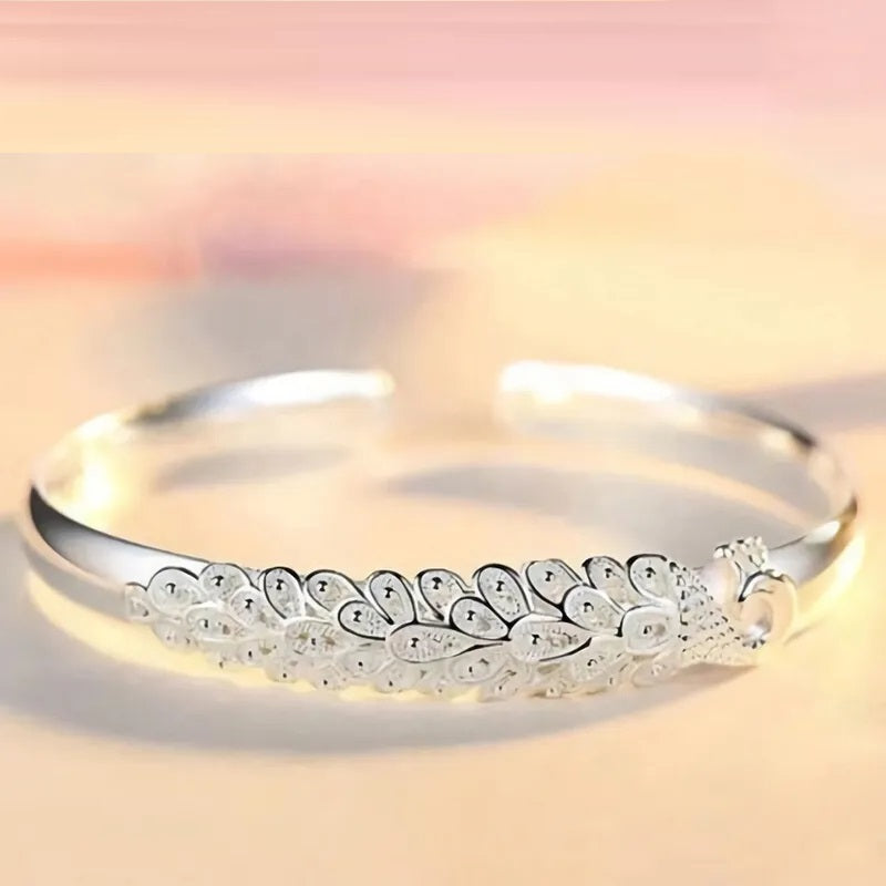 Sterling Silver Peacock Charm Bracelet-State of Style