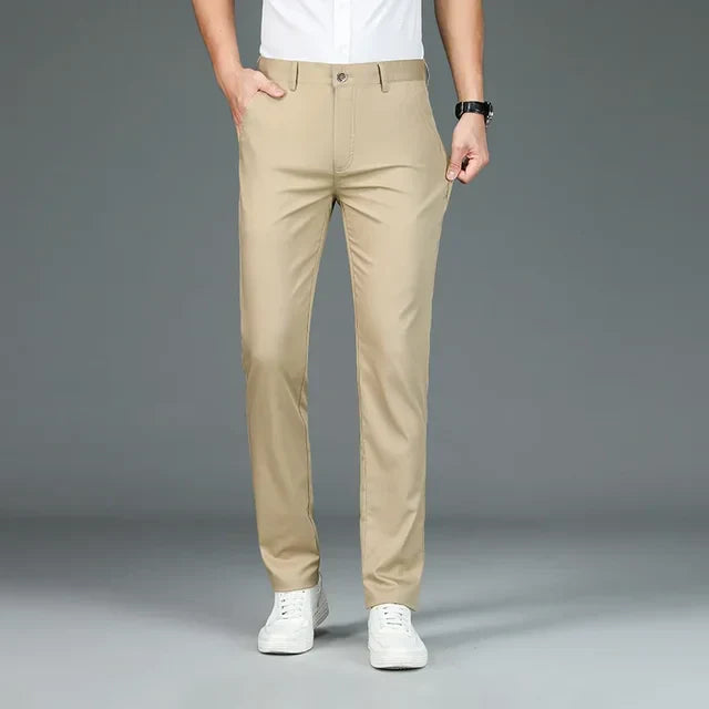Straight Men's Trousers - Thijs-Khaki-29-State of Style