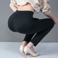 Straight Women's Pants with Elastic High Waist - Sophia-Black-M-State of Style