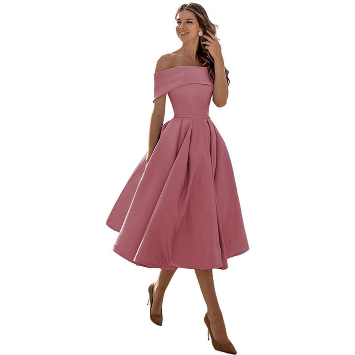 Strapless & Figure-hugging Satin Party Dress for Women – Mirella-Camel Brown-S-State of Style