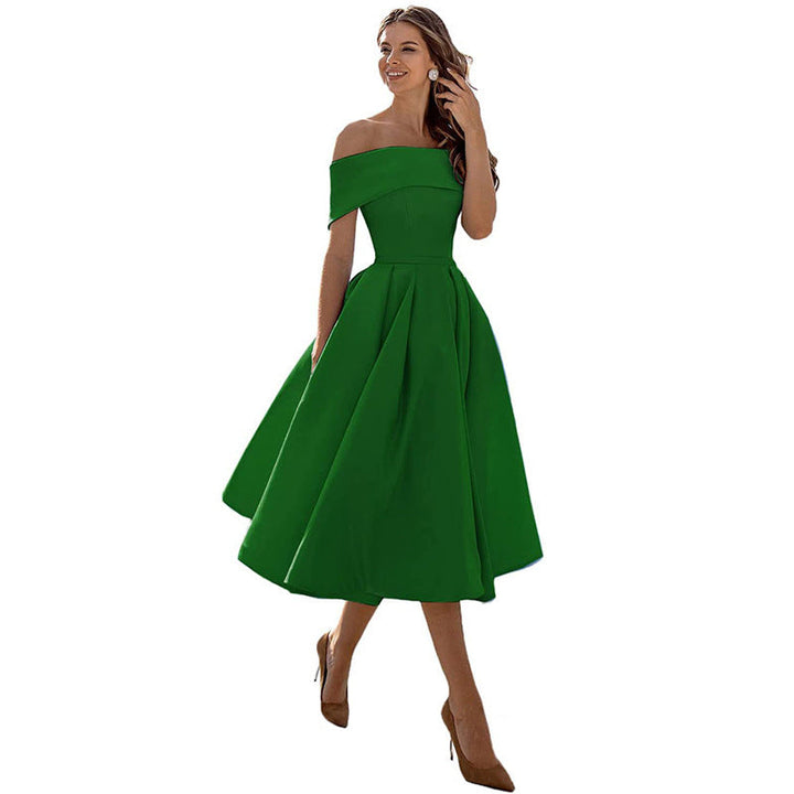 Strapless & Figure-hugging Satin Party Dress for Women – Mirella-Dark green one-S-State of Style