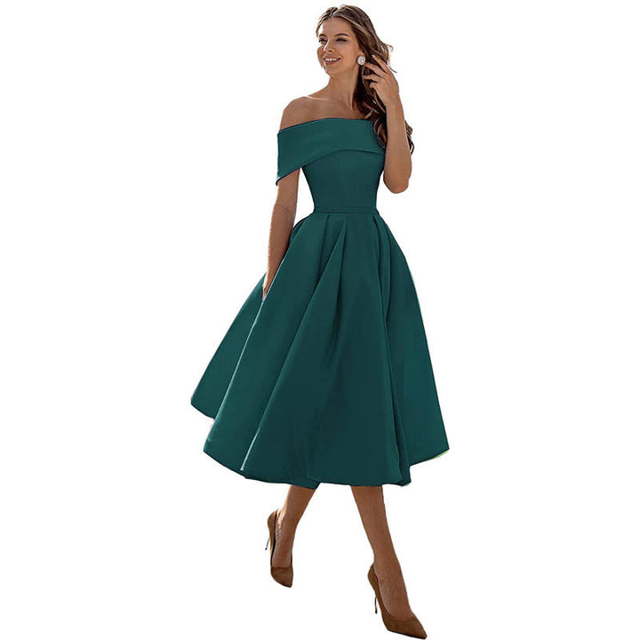 Strapless & Figure-hugging Satin Party Dress for Women – Mirella-Dark green-S-State of Style