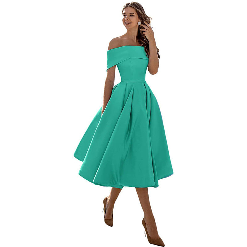 Strapless & Figure-hugging Satin Party Dress for Women – Mirella-Ice blue-S-State of Style