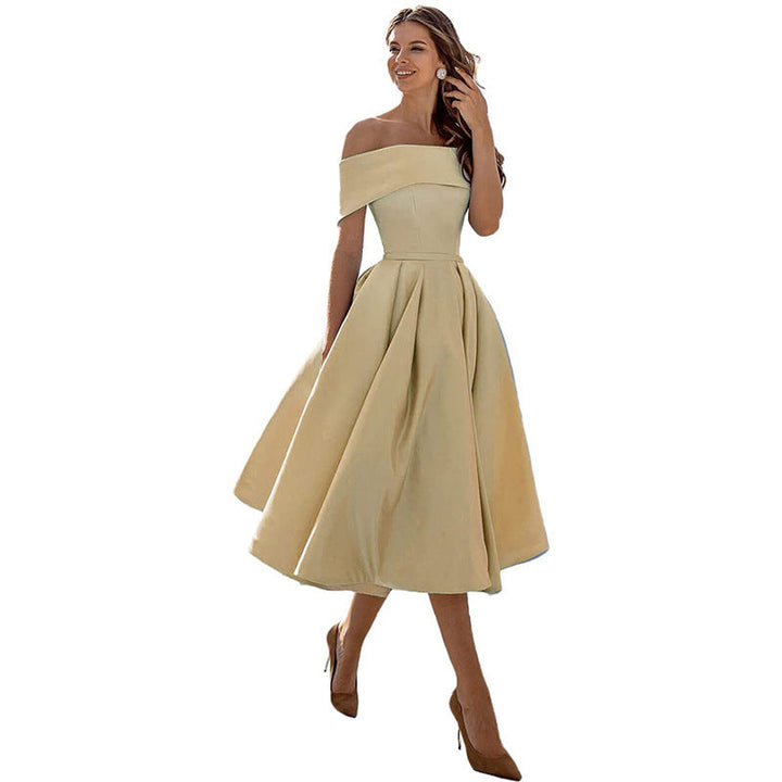 Strapless & Figure-hugging Satin Party Dress for Women – Mirella-Khaki-S-State of Style
