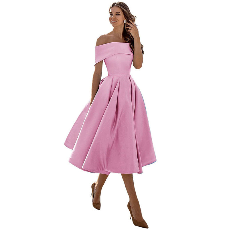 Strapless & Figure-hugging Satin Party Dress for Women – Mirella-Pink-S-State of Style