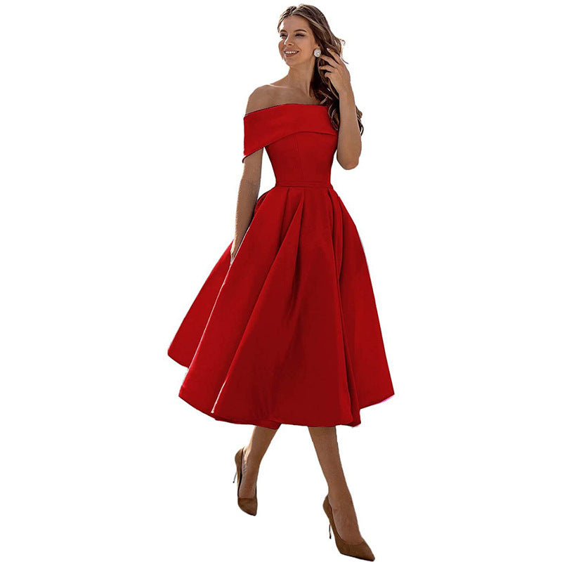 Strapless & Figure-hugging Satin Party Dress for Women – Mirella-Red-S-State of Style