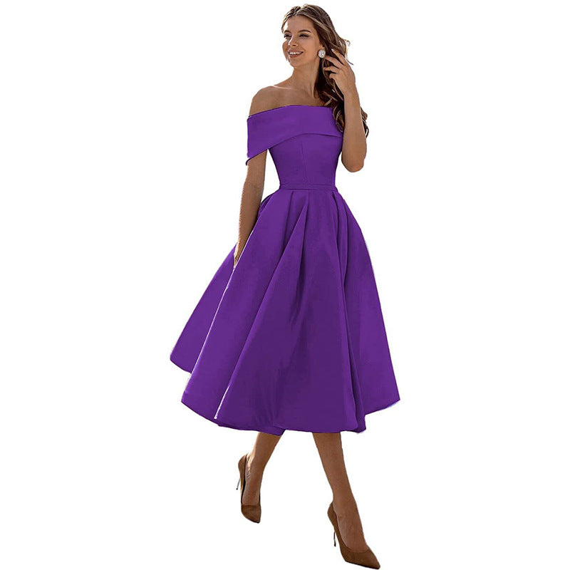 Strapless & Figure-hugging Satin Party Dress for Women – Mirella-Violet-S-State of Style