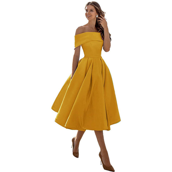Strapless & Figure-hugging Satin Party Dress for Women – Mirella-Yellow-S-State of Style