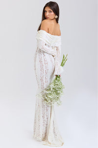 Strapless summer maxi dress made of floral lace for women – Alondra-S-State of Style