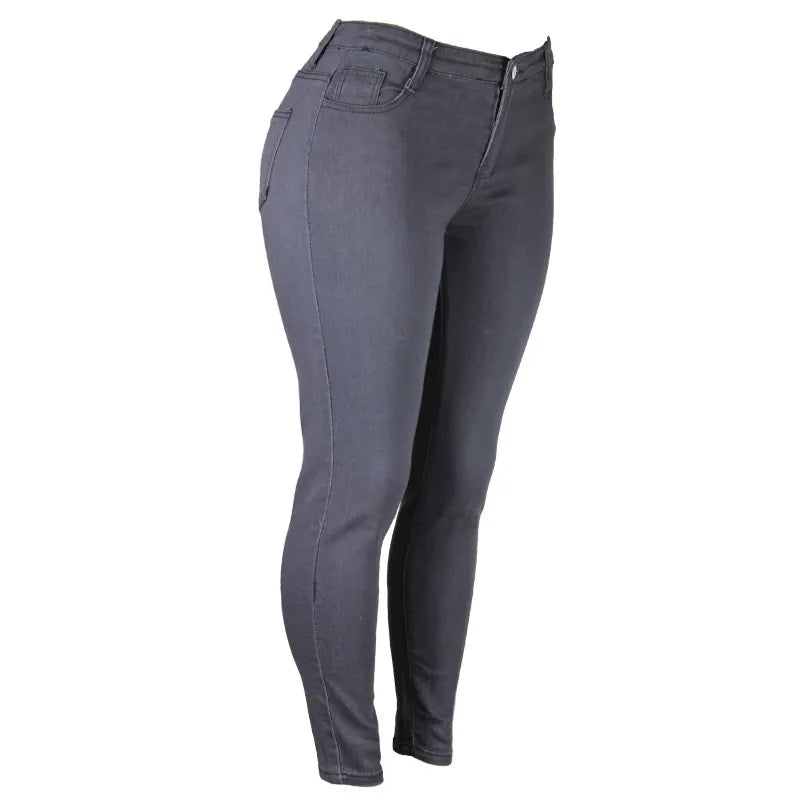 Stretch Velvet Skinny Jeans in Plus Size-Grey-XS-State of Style