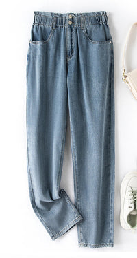 Stretchy High-Waist Plus Size Velvet Jeans – Comfortable & Stylish-Light Blue-L-28-State of Style