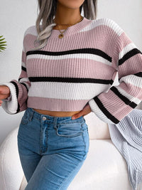 Striped Crop Jumper - Emory-Light Blue-S-State of Style