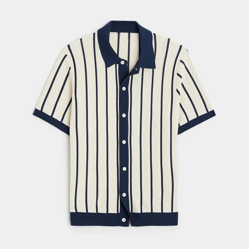 Striped knitted shirt with button placket for men – Emilio-S-State of Style