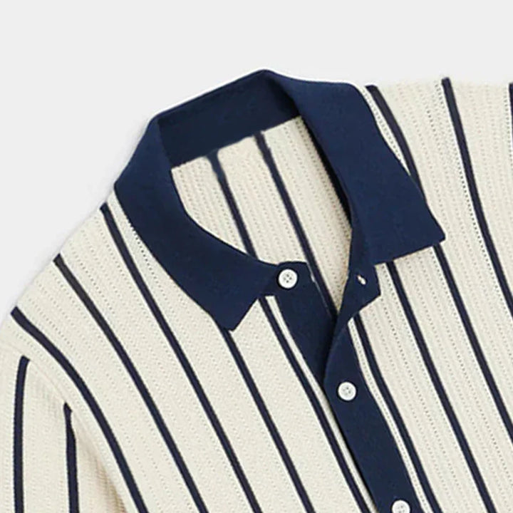 Striped knitted shirt with button placket for men – Emilio-S-State of Style