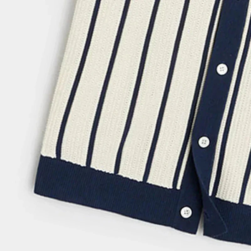 Striped knitted shirt with button placket for men – Emilio-S-State of Style
