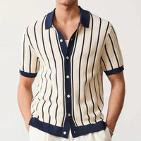 Striped knitted shirt with button placket for men – Emilio-S-State of Style