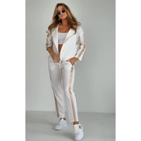 Striped leisure two-piece with hood & waistband – Cosima-White-S-State of Style