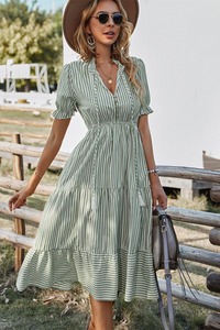 Striped summer midi dress – Amira-Green-S-State of Style