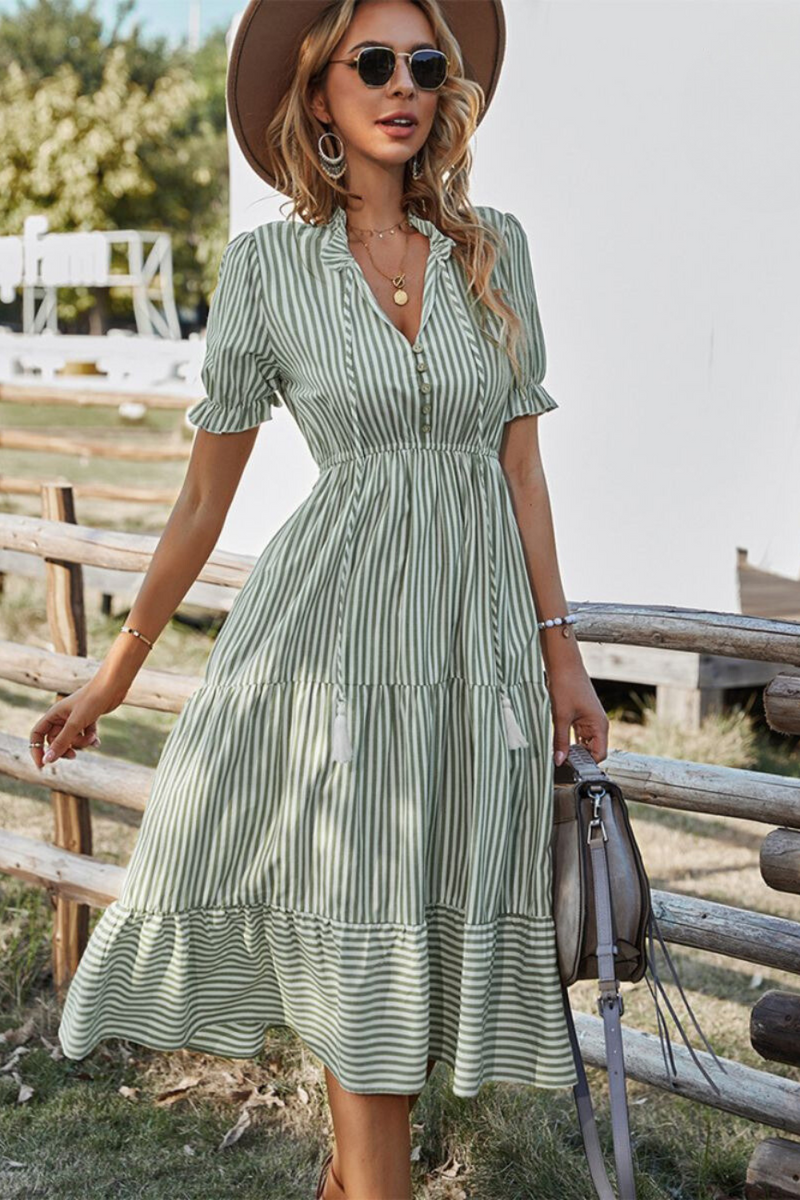 Striped summer midi dress – Amira-Green-S-State of Style