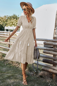 Striped summer midi dress – Amira-Pink-S-State of Style