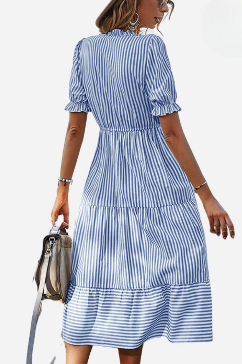 Striped summer midi dress – Amira-Pink-S-State of Style