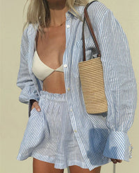 Striped Summer Set Women Blue – Noemi-S-State of Style