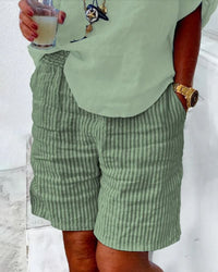 Striped summer shorts for women – Léonie-Green-S-State of Style