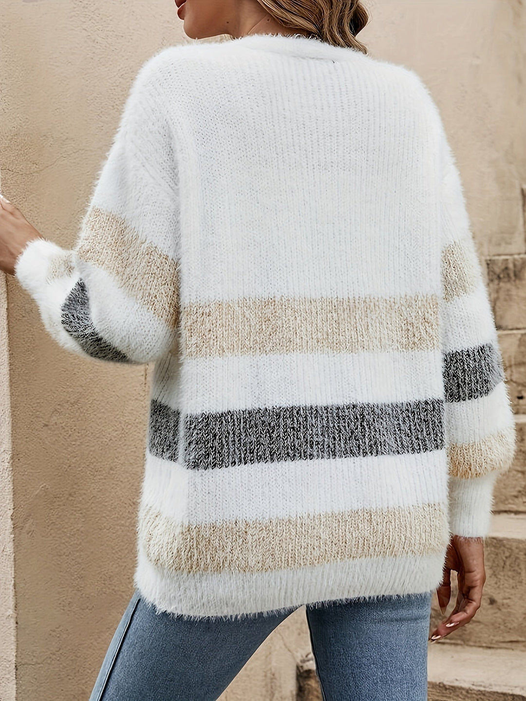 Striped V-Neck Cardigan for Women - Luna-Mixed Pink-XS-State of Style