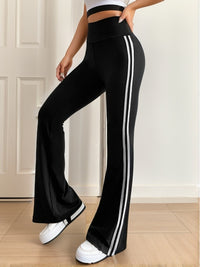 Striped Women’s Flared Pants with High Waist – Lucia-Black-S-State of Style