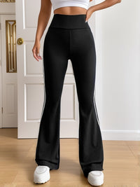 Striped Women’s Flared Pants with High Waist – Lucia-Black-S-State of Style