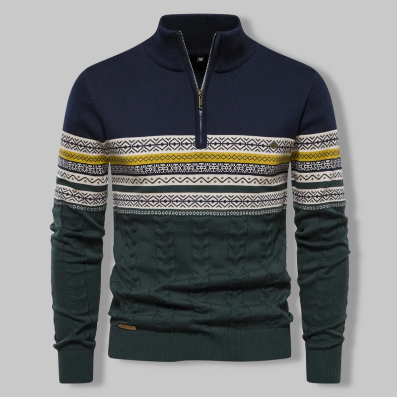 Striped Zip Sweater - SummitZip-Dark Navy-S-State of Style
