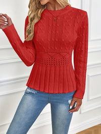 Sturdy Cable Knit Sweater with Round Neck - Elena-Beige-S-State of Style
