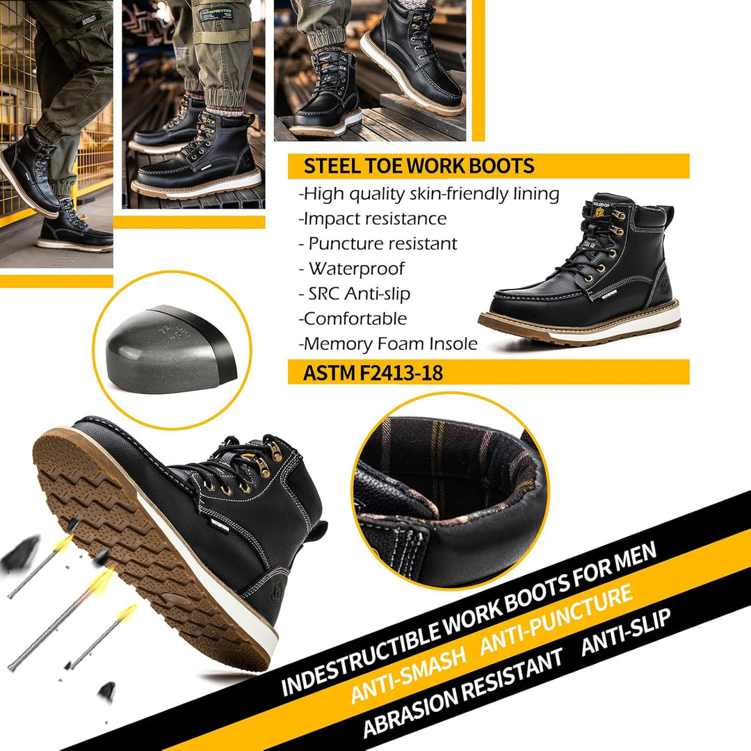 Sturdy Waterproof Work Boots for Men - Timothy-Black-6-State of Style