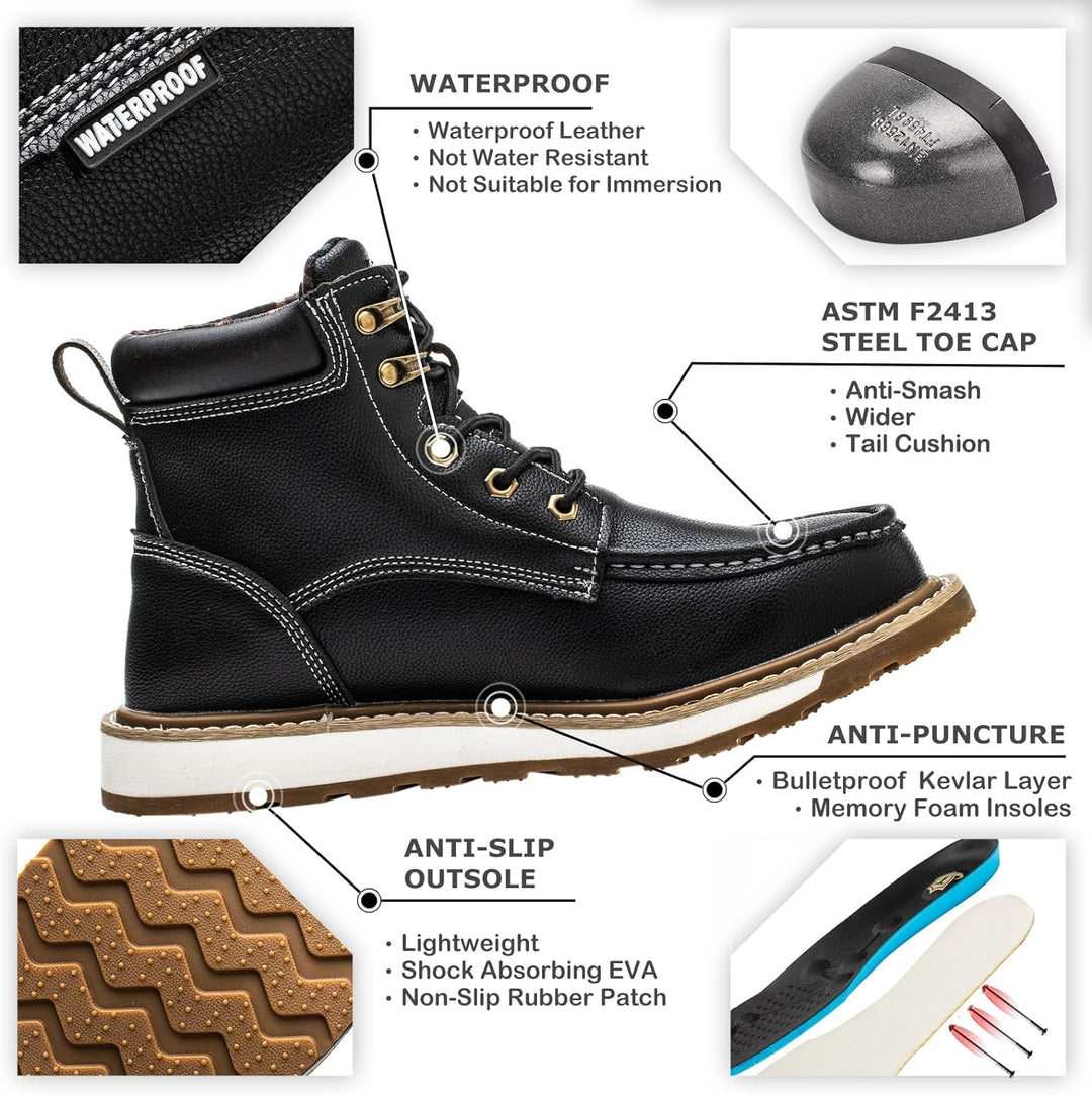 Sturdy Waterproof Work Boots for Men - Timothy-Black-6-State of Style