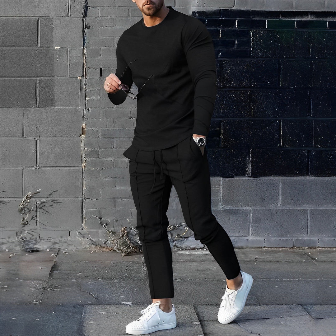 Stylish 2-Piece Men's Outfit - UrbanEase-Black-S-State of Style