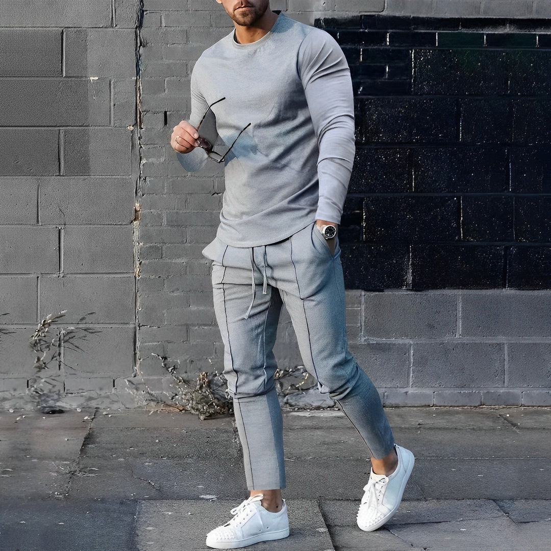 Stylish 2-piece Men's Outfit - UrbanEase-Grey-S-State of Style