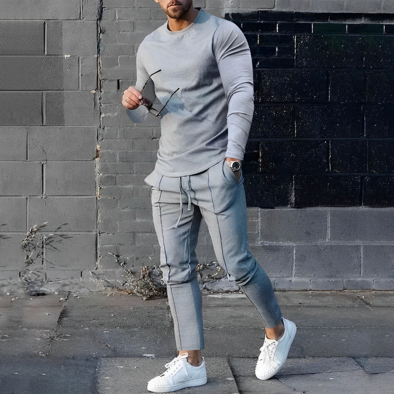 Stylish 2-piece Men's Outfit - UrbanEase-Grey-S-State of Style