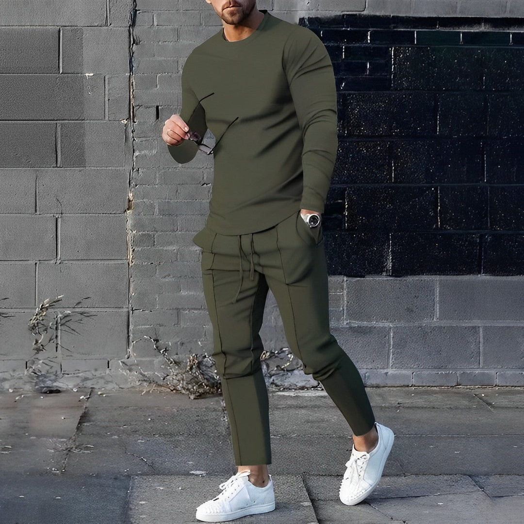 Stylish 2-piece Men's Outfit - UrbanEase-Olive Green-S-State of Style