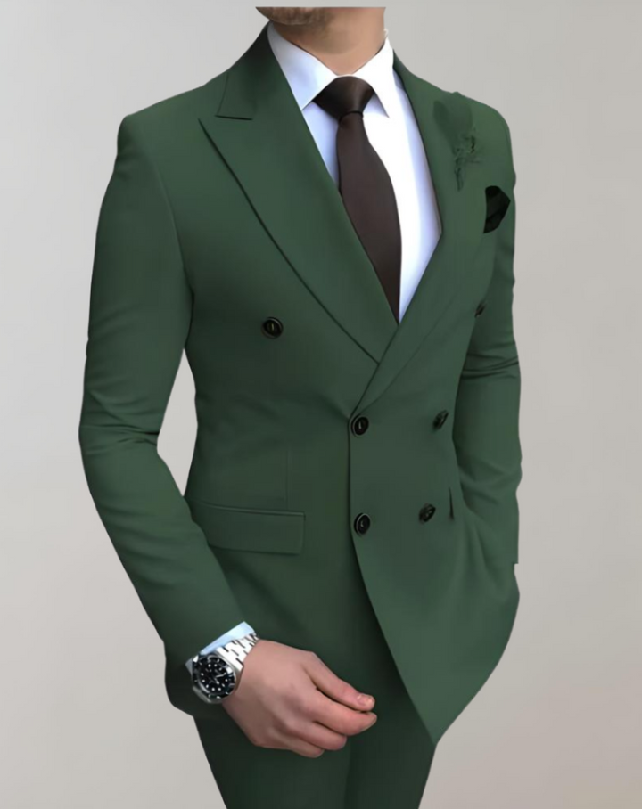 Stylish 2-Piece Men's Suit - Leon-Dark Green-S-State of Style
