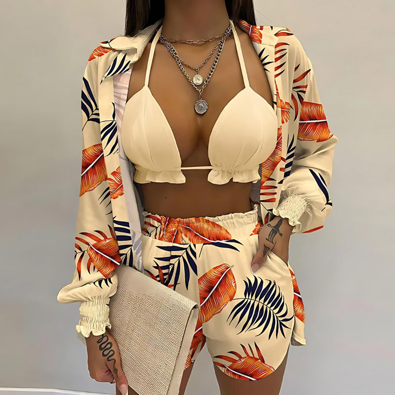 Stylish 3-piece summer outfit for the beach and pool - TropenGlow-Apricot-Banana-S-State of Style