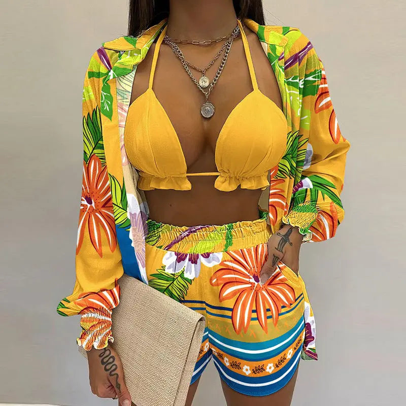 Stylish 3-piece summer outfit for the beach and pool - TropenGlow-Fluorescent yellow-S-State of Style