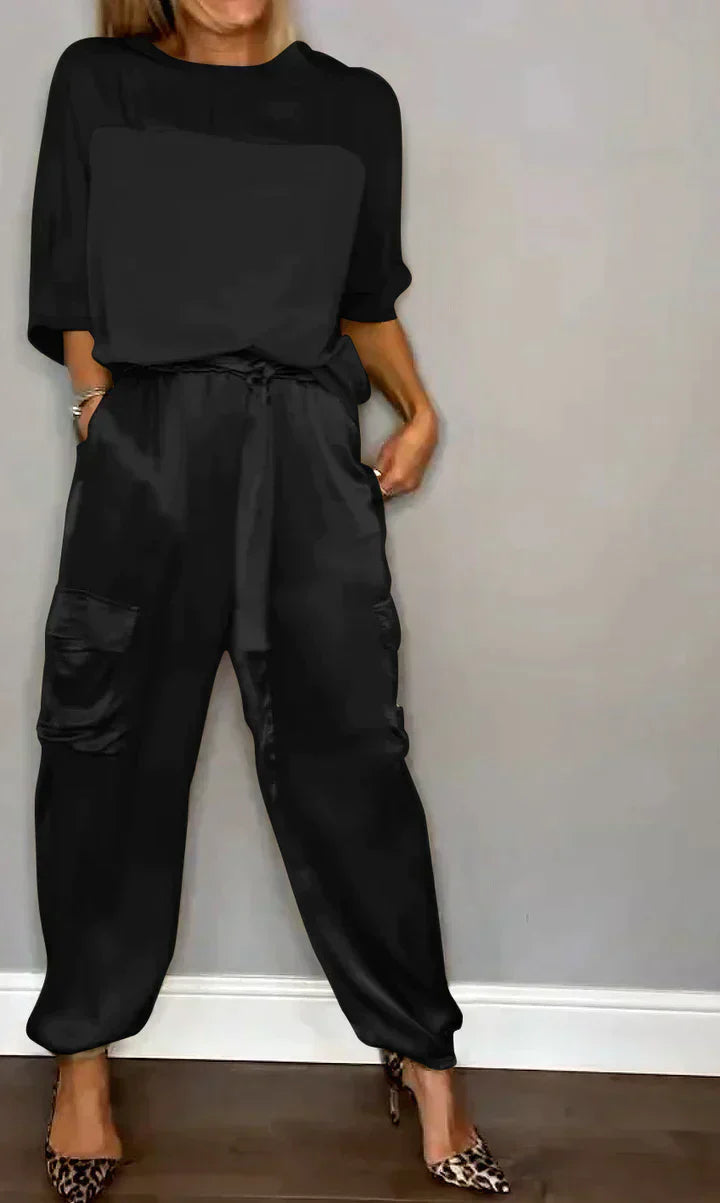 Stylish & Airy Women's Satin Jumpsuit for Special Occasions – Yasmina-Black-S-State of Style