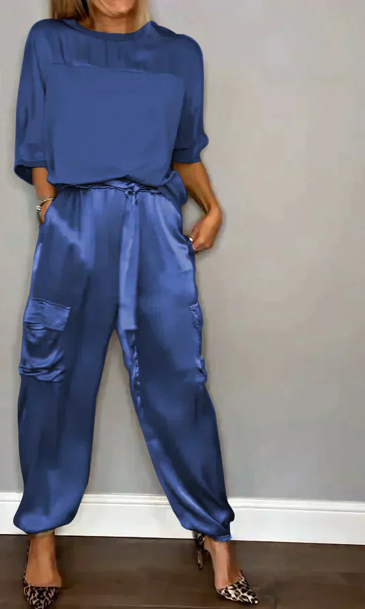 Stylish & Airy Women's Satin Jumpsuit for Special Occasions – Yasmina-Blue-S-State of Style