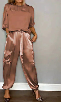 Stylish & Airy Women's Satin Jumpsuit for Special Occasions – Yasmina-Brown-S-State of Style