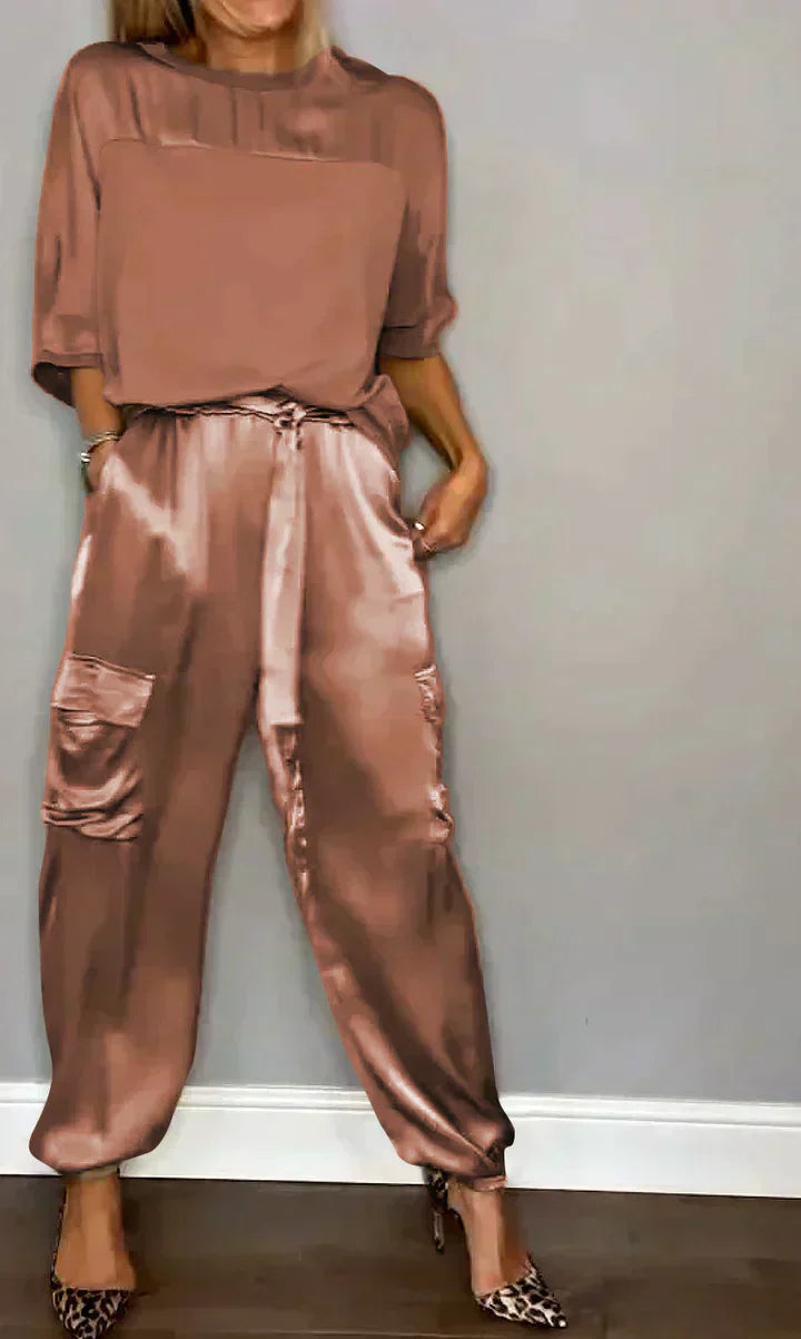 Stylish & Airy Women's Satin Jumpsuit for Special Occasions – Yasmina-Brown-S-State of Style