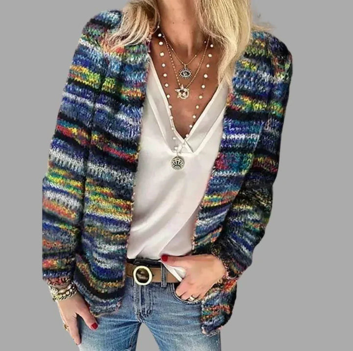 Stylish and Colourful Knitted Ladies Cardigan - Elodie-Blue-XS-State of Style