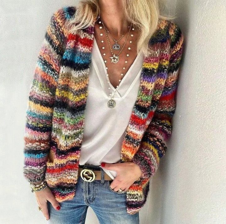 Stylish and Colourful Knitted Ladies Cardigan - Elodie-Red-XS-State of Style