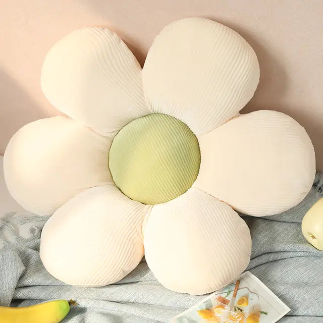 Stylish and Comfortable Flower-Shaped Cushion - Floral Bliss-White-Green-35X35cm-State of Style