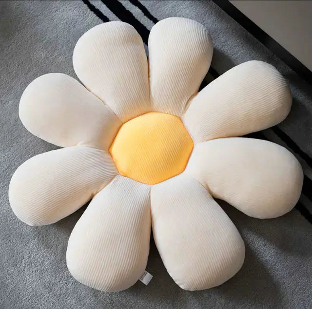 Stylish and Comfortable Flower-Shaped Cushion - Floral Bliss-White-Yellow 2-45X45cm-State of Style